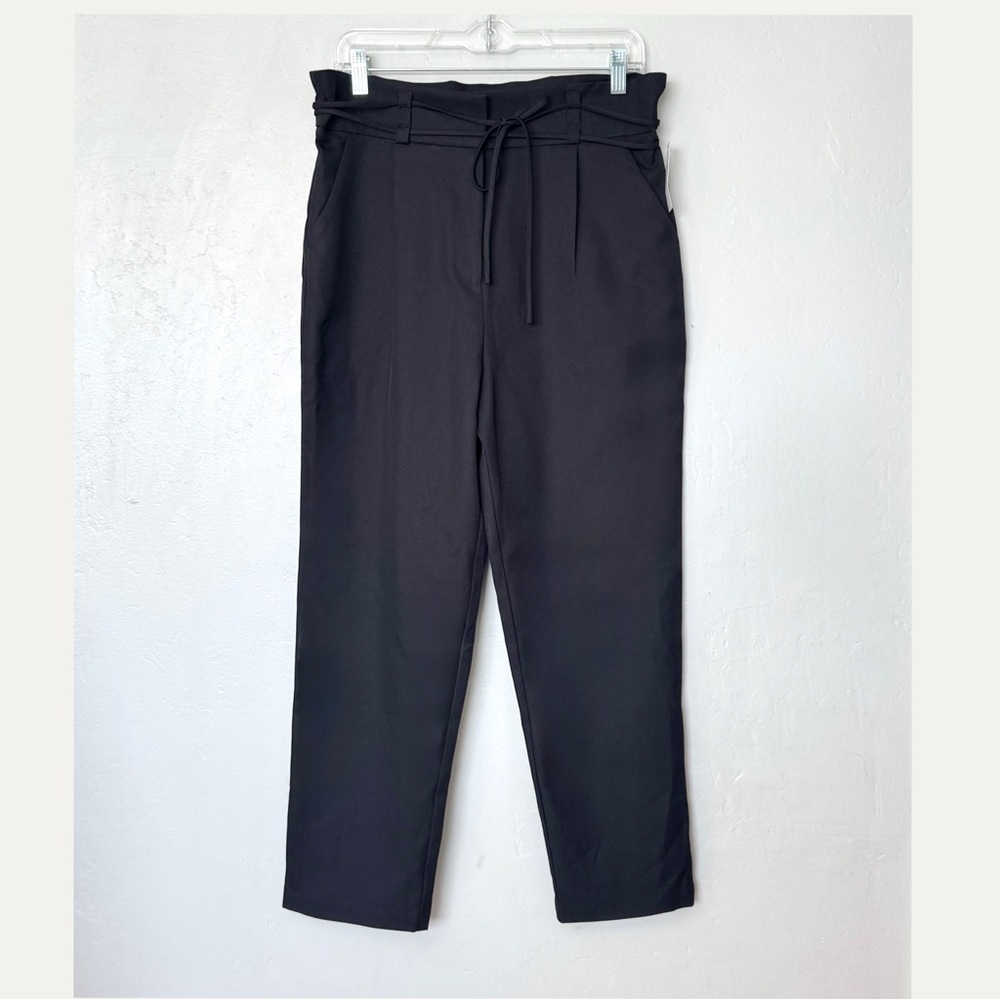 VETTA Capsule Black Paperbag High Rise Tie Tapered Leg Pants Size 10